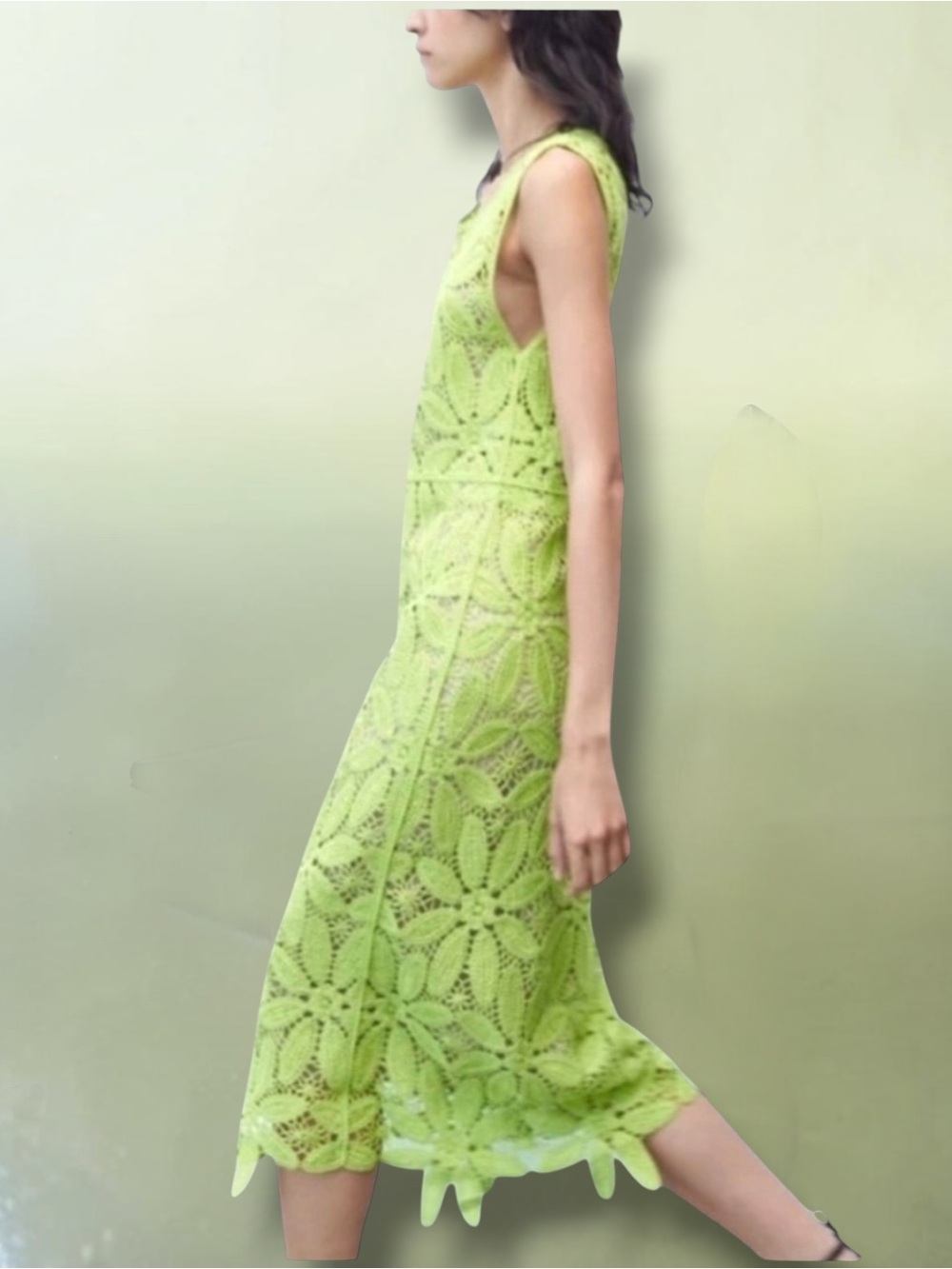 Zara Macrame Midi Dress size Small